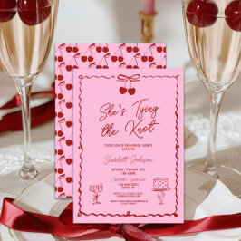 Hon Gifter sig Bow Cherry Red Möhippa Inbjudningar