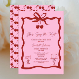 Hon Gifter sig Bow Cherry Red Möhippa Inbjudningar