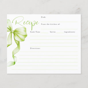 Hon Gifter sig Grönt Bow Möhippa Recept Card