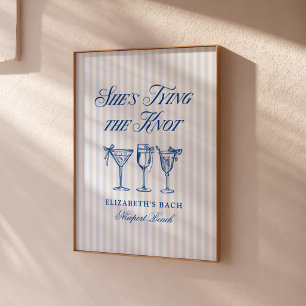 Hon Gifter sig Kustnära Elegant Hand plockade Poster