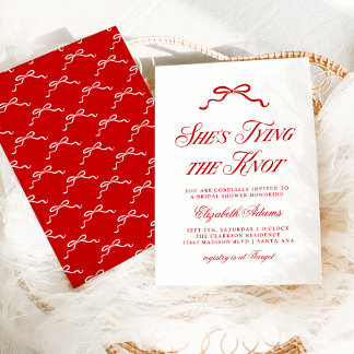Hon Gifter sig Red Elegant Bow Möhippa Inbjudningar