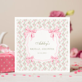 Hon Gifter sig Rosa Bow Blommigt Möhippa Pappersservett