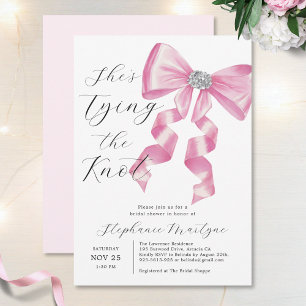 Hon Gifter sig Rosa Bow Glam Möhippa Inbjudningar