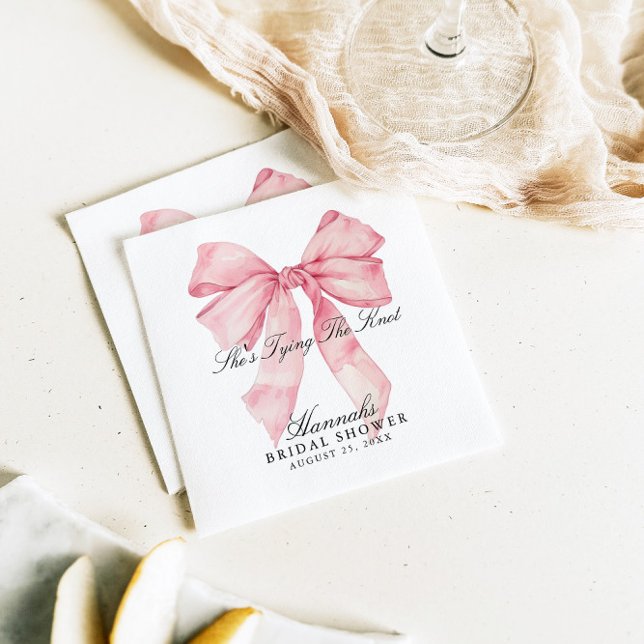 Hon Gifter sig Rosa Bow Napkins Pappersservett (Skapare uppladdad)