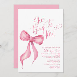 Hon Gifter sig Rosa Bow Ribbon Möhippa Inbjudningar
