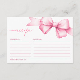 Hon Gifter sig Rosa Bow Shower Recipe Tilläggskort