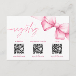 Hon Gifter sig Rosa Bow Shower Registry Tilläggskort