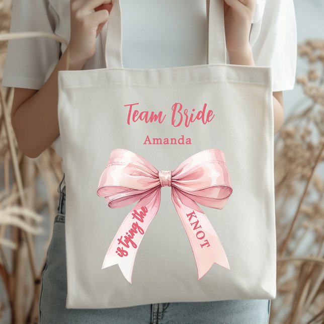 Hon gifter sig rosa bow Team Bride Tygkasse (Skapare uppladdad)