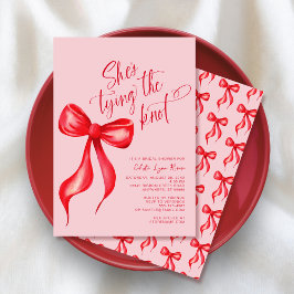 Hon Gifter sig Rosa Red Bow Möhippa Inbjudningar