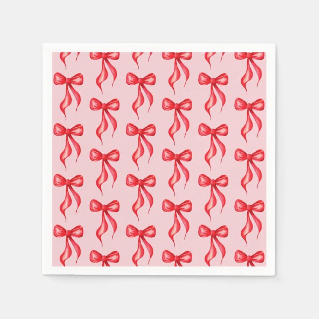 Hon Gifter sig Rosa Red Bow Möhippa Pappersservett (Framsidan)
