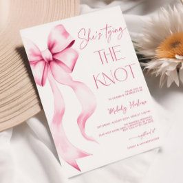 Hon Gifter sig Rosa Ribbon Möhippa Inbjudningar