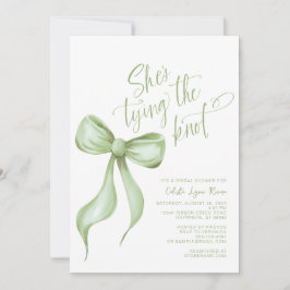 Hon Gifter sig Sage Grönt Bow Möhippa Inbjudningar