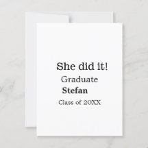 Hon gjorde det examen lägg till namn klass av 20XX