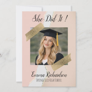 Hon Gjorde Det fotoexamen Inbjudningar