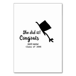 Hon gjorde det gratulerart studenten lade till stu bordsnummer