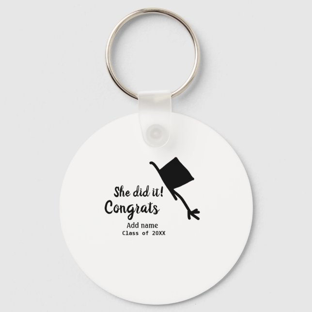Hon gjorde det gratulerart studenten lade till stu nyckelring (Framsida)