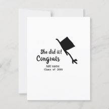 Hon gjorde det gratulerart studenten lade till stu