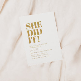 Hon gjorde det! Mall för inbjudan till studentfest