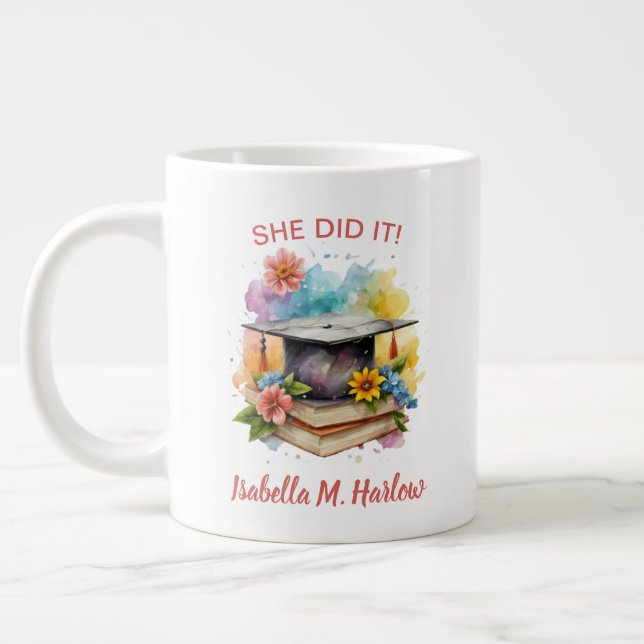 Hon gjorde det Student Namn Jumbo Mugg (Vänster)