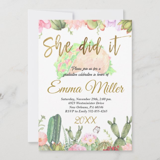 Hon gjorde det Studentfesten Inbjudningar (Framsida)