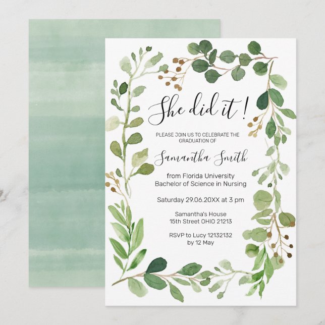 Hon gjorde det till inbjudan till Grey Studenten (Fram/baksida)