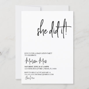 Hon gjorde det till Modern Studentfest-inbjudan Inbjudningar