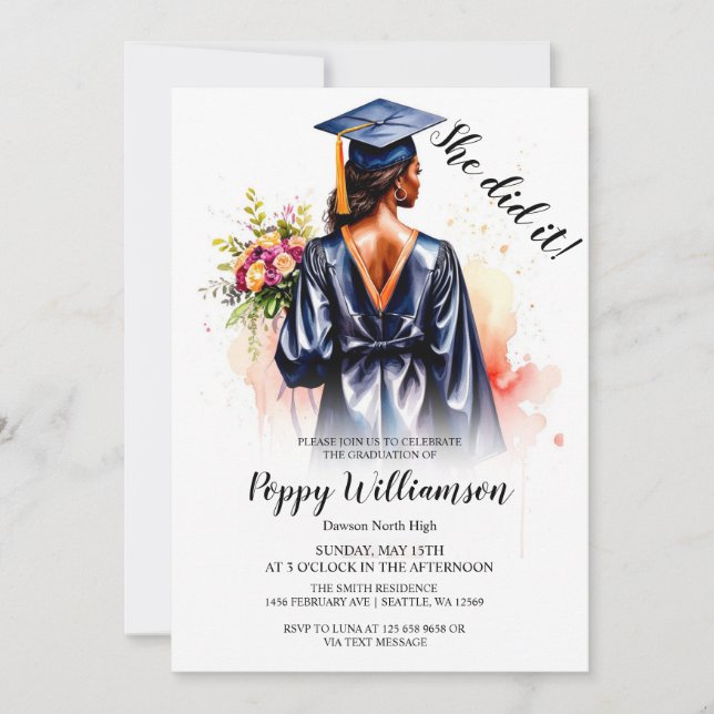 Hon gjorde inbjudan till Watercolor Studenten (Framsida)