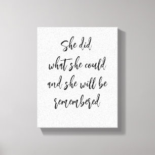 "Hon gjorde vad hon kunde" inspirationerande Canva Canvastryck