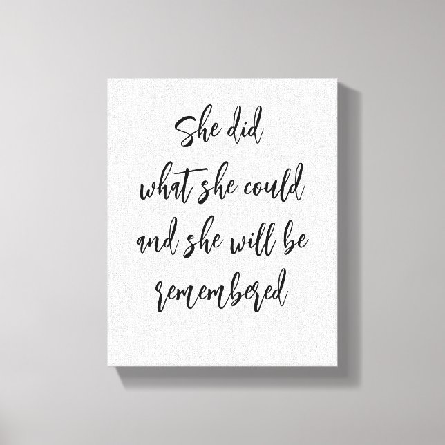 "Hon gjorde vad hon kunde" inspirationerande Canva Canvastryck (Framsida)