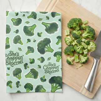 Hon hackar broccoli Gen X humor noveltet Kökshandduk