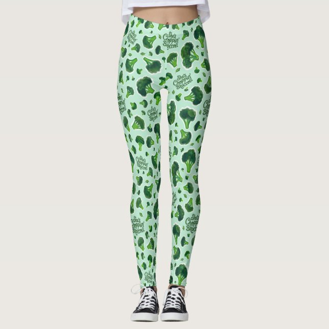 Hon hackar broccoli Gen X humor noveltet Leggings (Framsida)