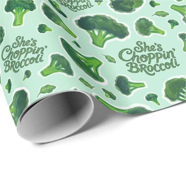 Hon hackar broccoli Gen X humor noveltet Presentpapper (Rullad Hörn)