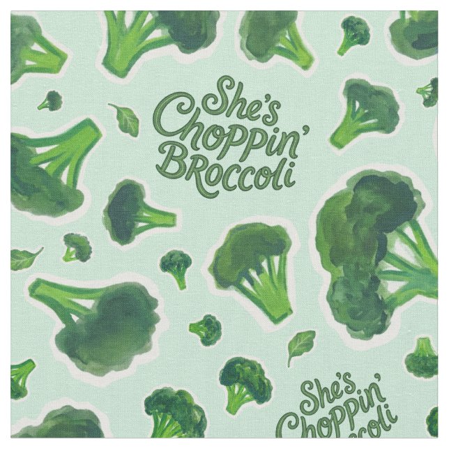 Hon hackar broccoli GenX humor novelty kök Tyg (Närbild)
