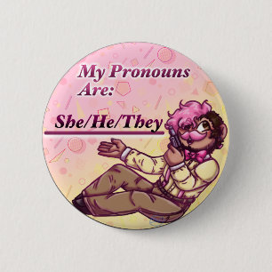 Hon/han/de Klassiskt! Wilford Pronoun Pin Knapp