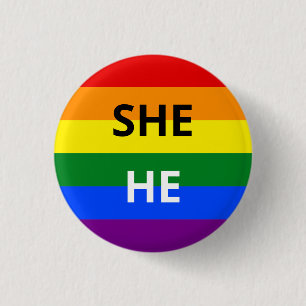 Hon/han Pronounds Rainbow Badge Knapp
