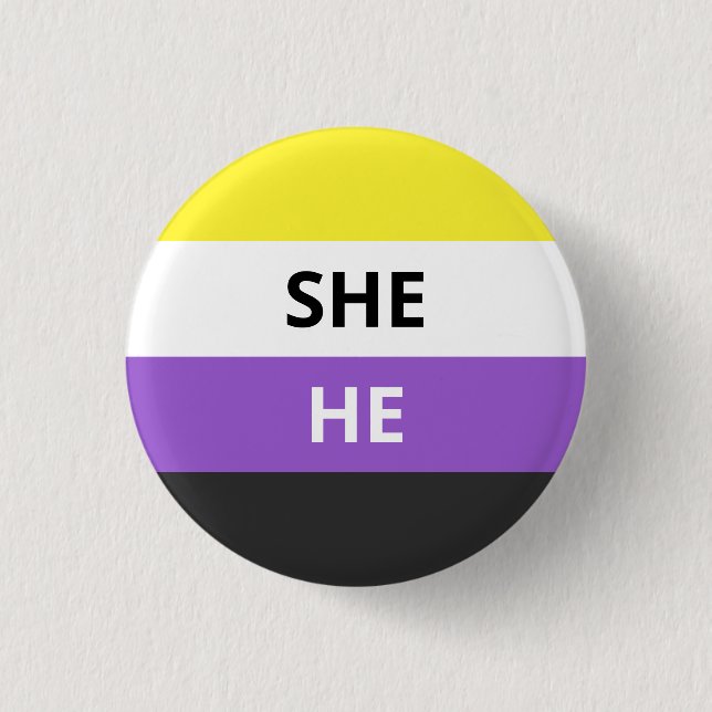 Hon/han Pronouns non-binary Flagga Badge Knapp (Framsida)
