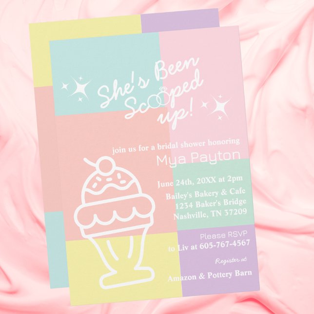 Hon har blivit upplockad! Bröllopsduschen Retro Inbjudningar (She's Been Scooped Up! Bridal Shower Retro Invitation)