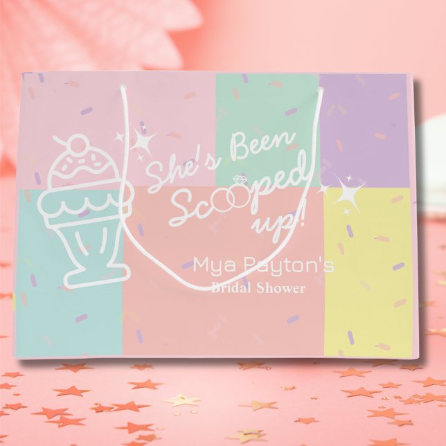 Hon har blivit upplockad! Bröllopsfest med glass (She's Been Scooped Up! Ice Cream Bridal Shower Large Gift Bag)