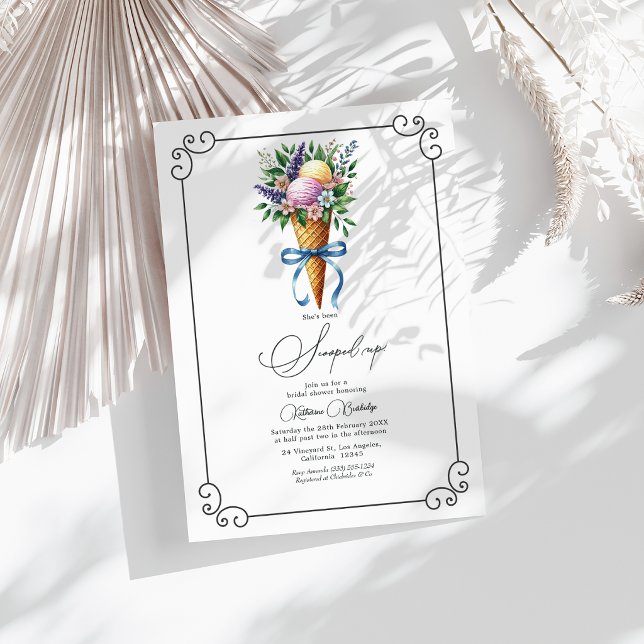 Hon har blivit upplockad - Brudtjejsoffa Inbjudningar (She's Been Scooped Up Bridal Shower Invitation)