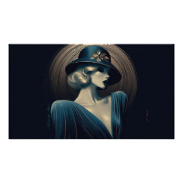 "Hon har blues" Art Deco Le Femme Affisch Fototryck
