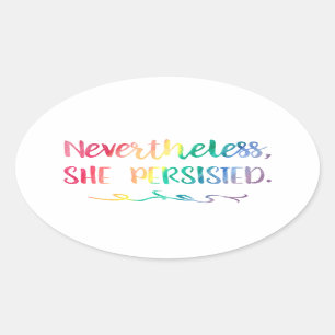 Hon har dock ihärdigt regnbåge i vattenfärg ovalt klistermärke