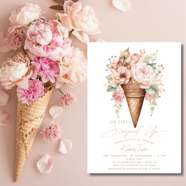 Hon har fått en soppad Möhippa för iskräm Inbjudningar (She's Been Scooped Up Ice Cream Bridal Shower Invitation)