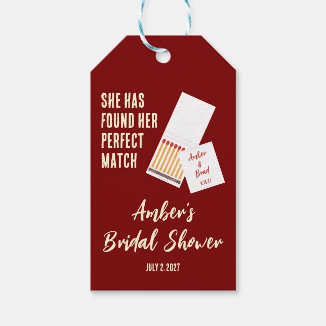 Hon har hittat sin perfekta match Bröllopsdusch Presentetikett (Framsidan)