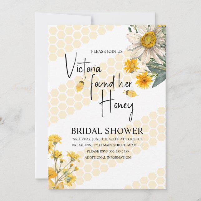 Hon Har Hittat Sina Honey Bee Bröllop Brud Shower Inbjudningar (Framsida)