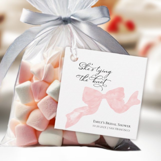 Hon Har Knutit Knuten Båg Bröllopsfest Tack Gåvor Etiketter (Skapare uppladdad)