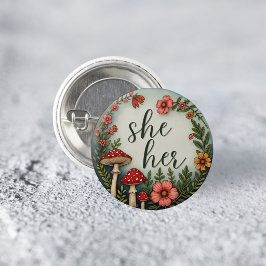 Hon/hen Cottagecore Pronomen HBTQ Pin Knapp