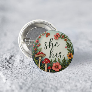 Hon/hen Cottagecore Pronomen HBTQ Pin Knapp