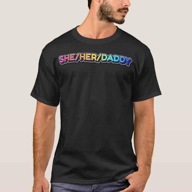 Hon Hennes Pappa Lesbisk Flickvän Lesbiska Pronome T Shirt (Framsida)