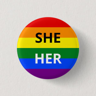 Hon/hennes pronoun Rainbow Badge Knapp