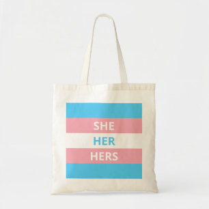 Hon/hennes Pronouns Transgender Flagga Budget Tote Tygkasse
